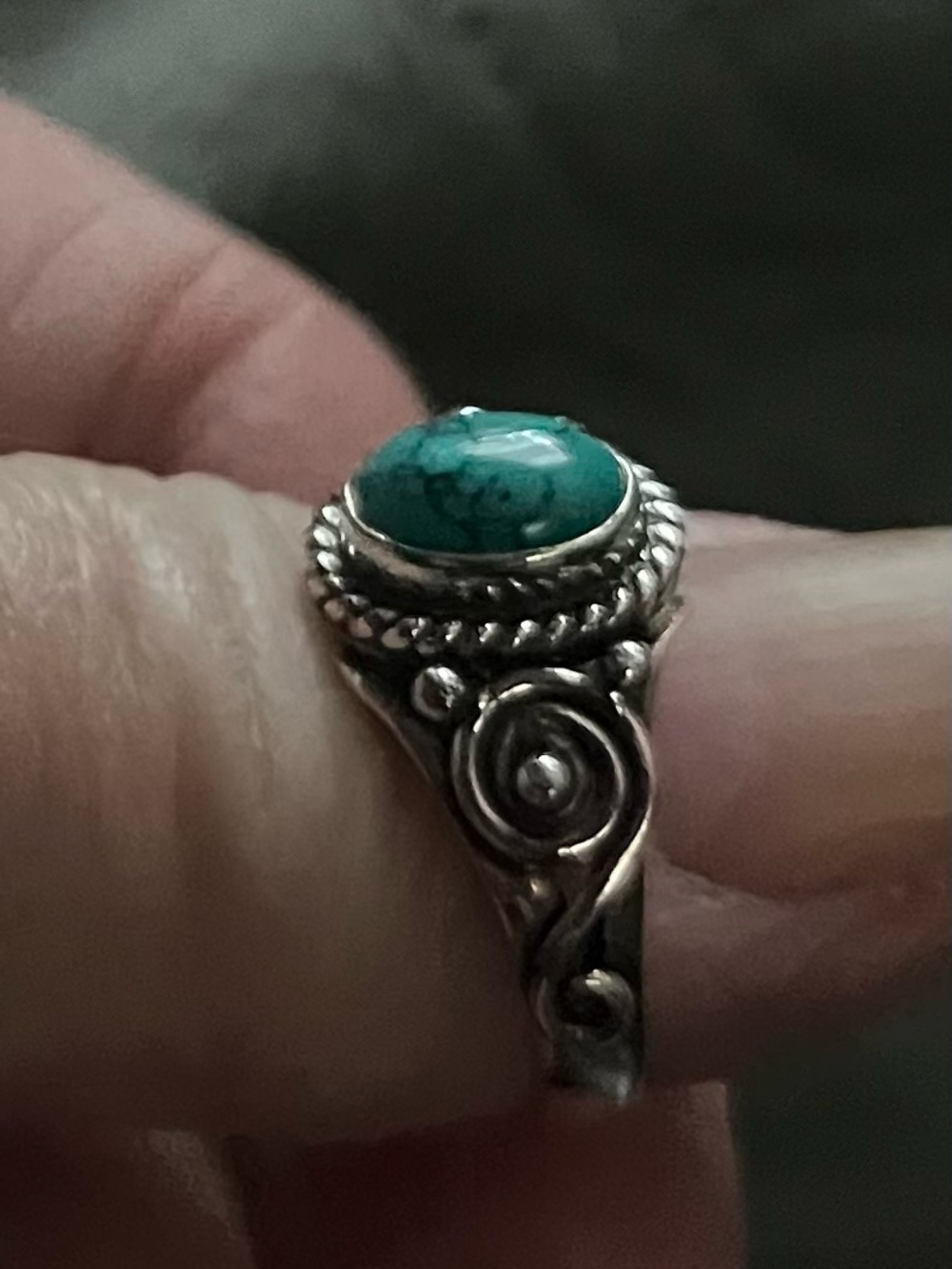 Multistone Silver,Turquoise,Red,Purple,White & Green Stone Ring & Turquoise Ring - Picture 8 of 9